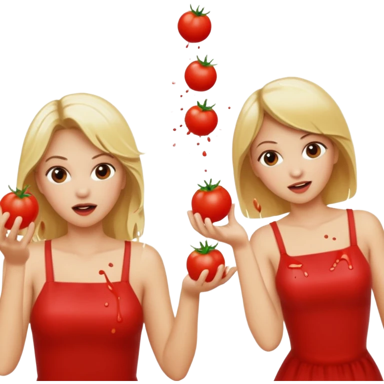 Blonds throwing tomatoes at each orher emoji