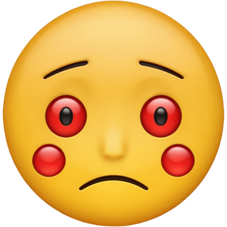 Simple yellow emoji, tired face, red eyes emoji
