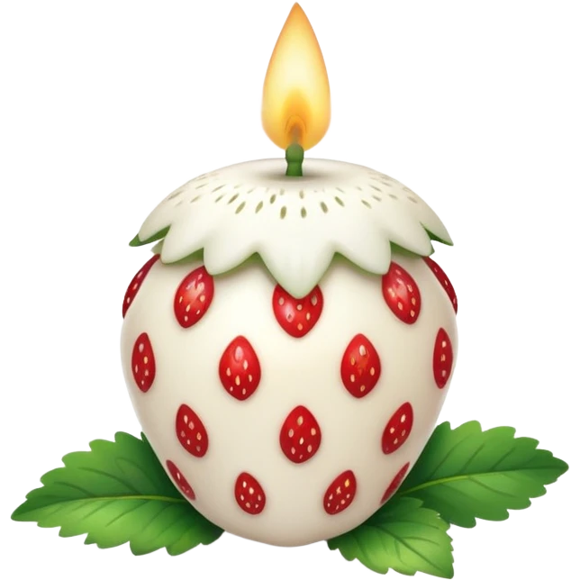 a white strawberry with a candle chart emoji