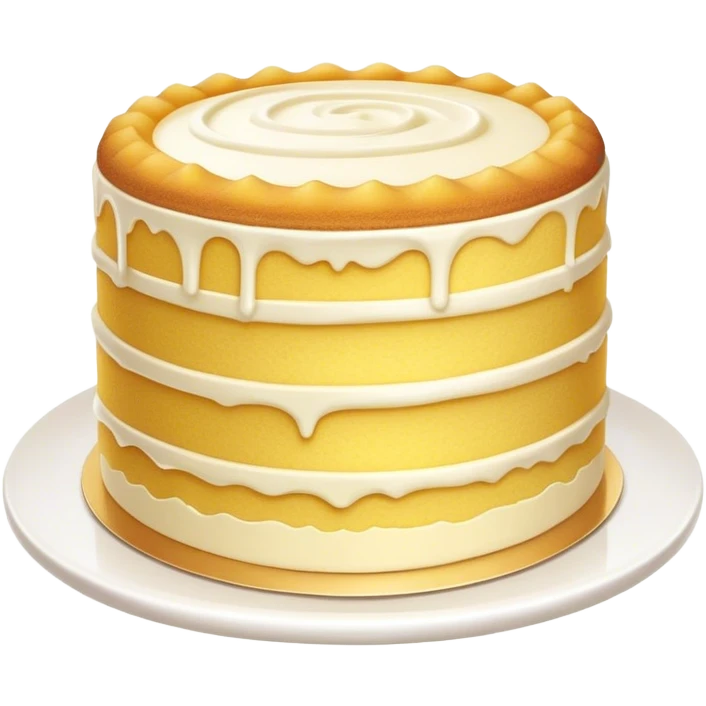 Cinematic Realistic Simple Vanilla Cake, a perfectly baked golden sponge with soft, airy layers, delicate vanilla frosting smoothly spread across the top, tiny flecks of vanilla bean visible, warm golden lighting creating depth, glowing with a sweet, irresistible charm. emoji