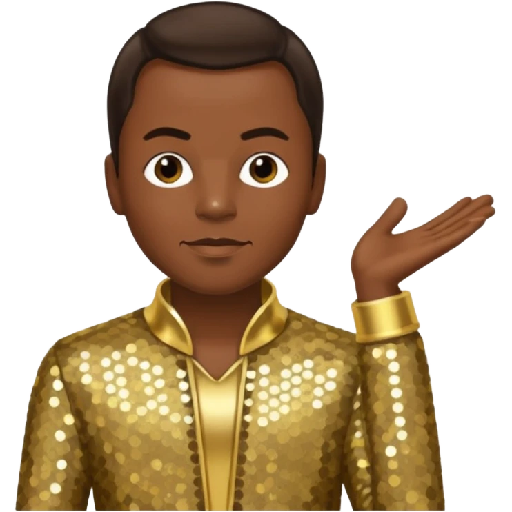 Philip Bailey from Earth, Wind & Fire with dark brown hair, gold sequin outfit emoji