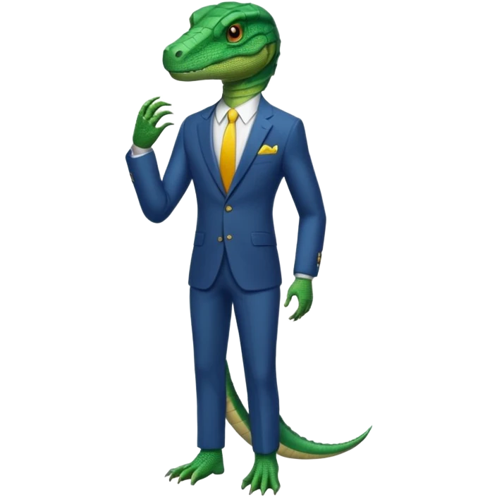 A reptilian humanoid dressing a suit emoji