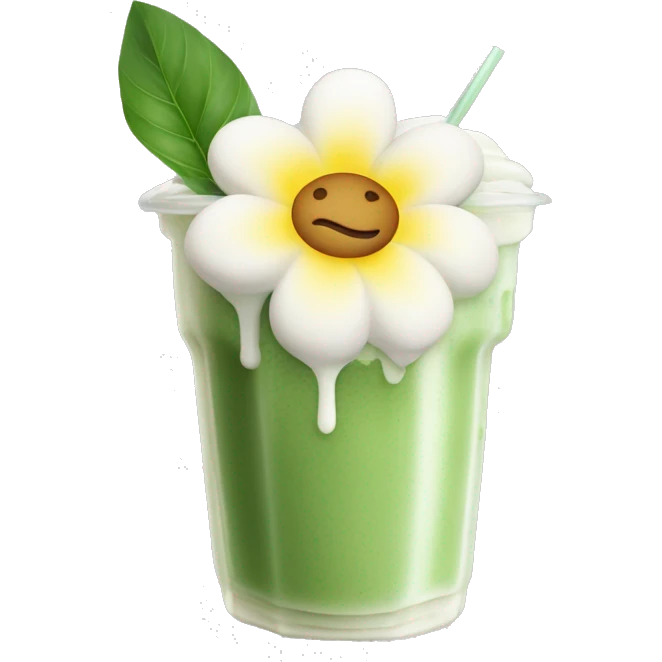 Iced Matcha Latte mit einer weißen Blume drauf emoji