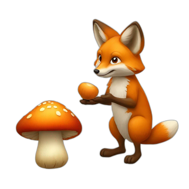 Renard sur un champignon emoji