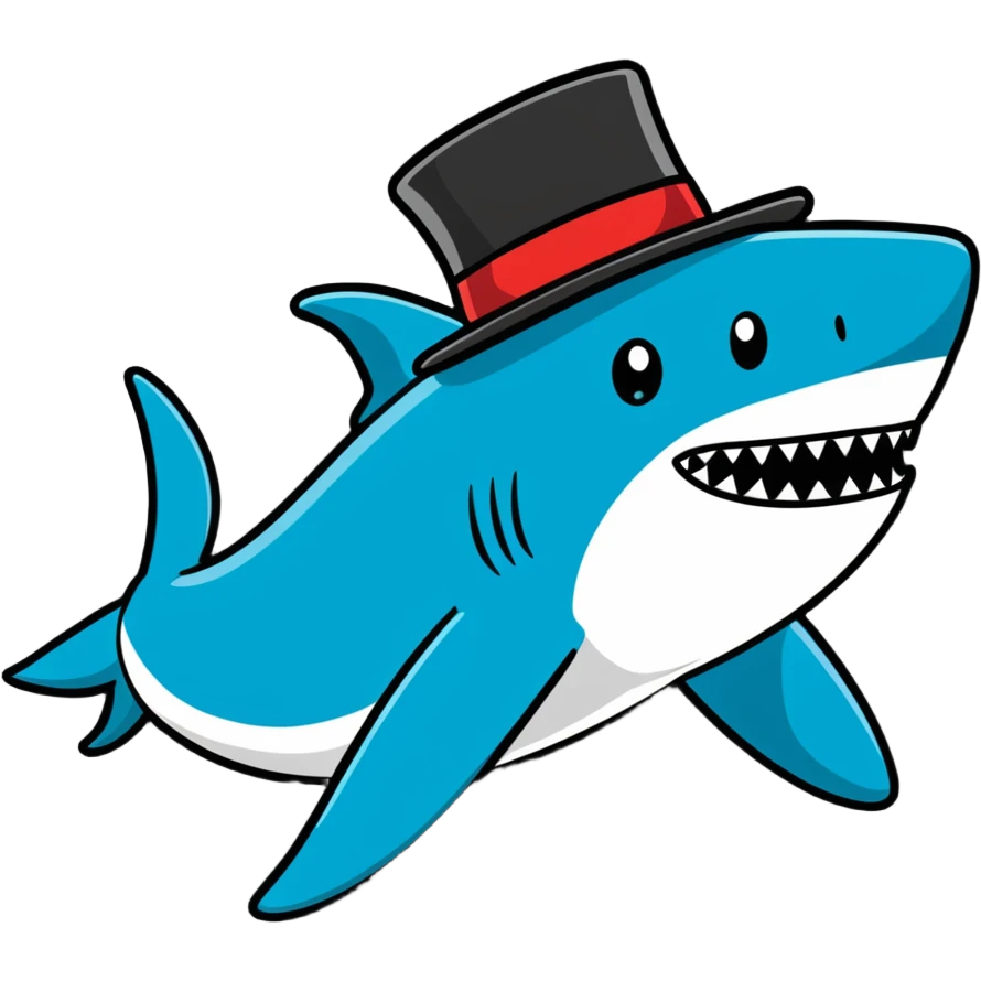Shark with a top hat emoji