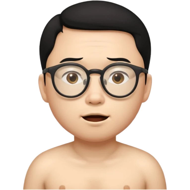 Asian, black hair, glasses, fully naked, Nude man, penis, testicles, boyish, ass sticking out, asshole, butthole, no muscles emoji
