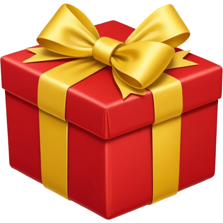 коробка с подарком красного цвета и с желтым бантом emoji