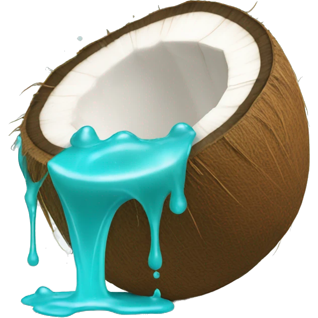 coconut with turquoise water pouring out emoji