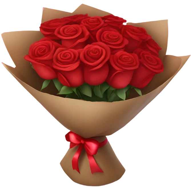 Bouquet of red roses in a valentine package emoji