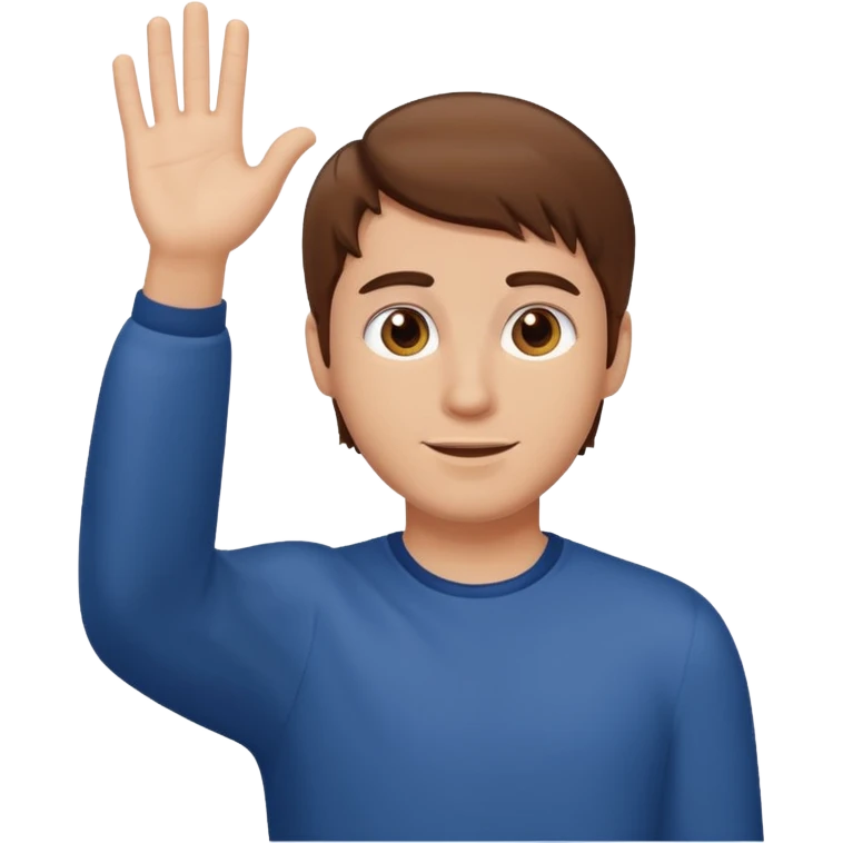 brown hair guy raising hand emoji