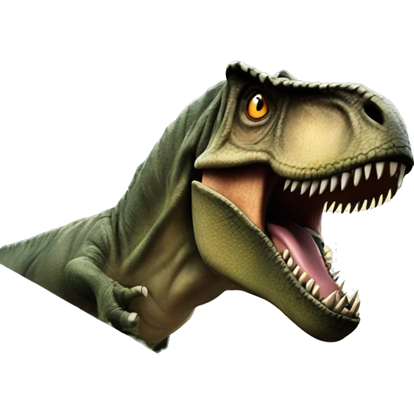 A t-rex breaking a train. emoji