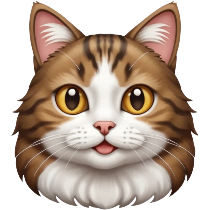 dark brown tabby and white cat playing emoji