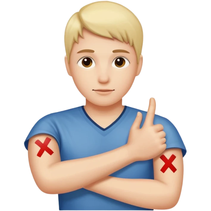 Please make an emoji where the wearer marks O or X with his arm. emoji
