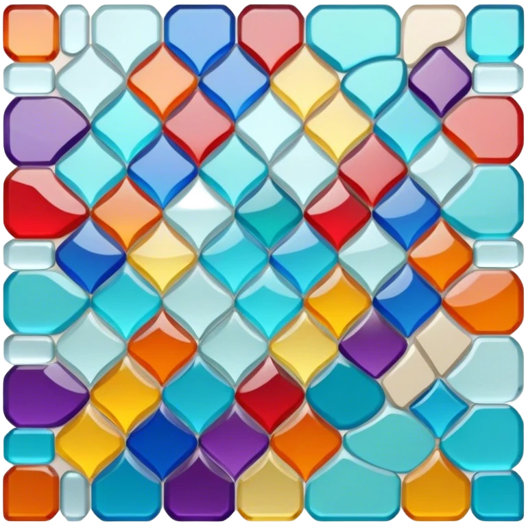 Mosaic icon, colorful stone or glass tiles, intricate patterns, tessellated design, minimalistic style, clean lines, transparent background. emoji