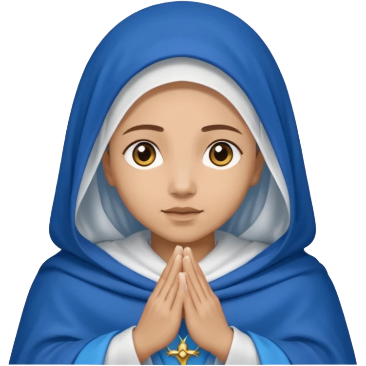 Nossa senhora das graças com aura manto azul e vel branco, com mãos postas emoji