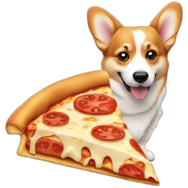 Corgi eating pizza slice emoji