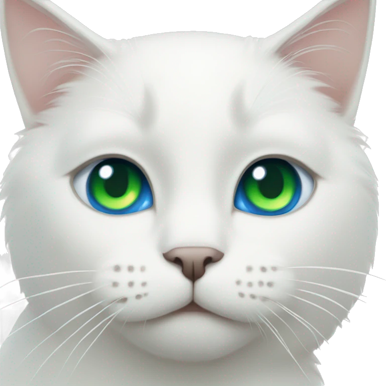 White cat with one green eye and one blue eye emoji