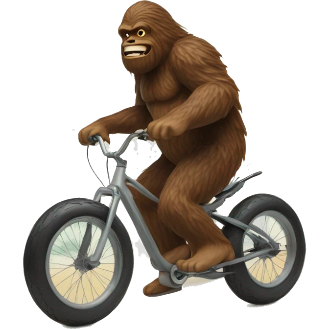 sasquatch on a bike at the beach with a surf emoji