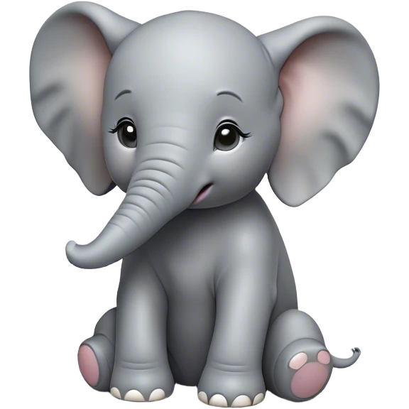 Cinematic Noble Baby Elephant Portrait Emoji, Poised and regal, with a tiny, endearing build and a soft, smooth gray hide, delicate floppy ears and a small, curious trunk, deep-set soulful eyes, Simplified yet sharp and sophisticated features, highly detailed, glowing with a gentle, dignified glow, high shine, intelligent and adorable, stylized with an air of miniature majesty, focused and attentive, soft glowing outline, capturing the essence of a watchful and confident little elephant, so majestic it feels as though it could toddle out of the screen with effortless authority! emoji