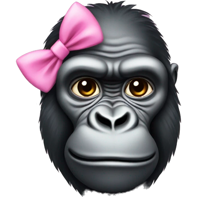 Gorilla with pink bow by ear emoji