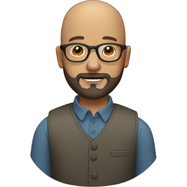 bald man with beard with glasses emoji