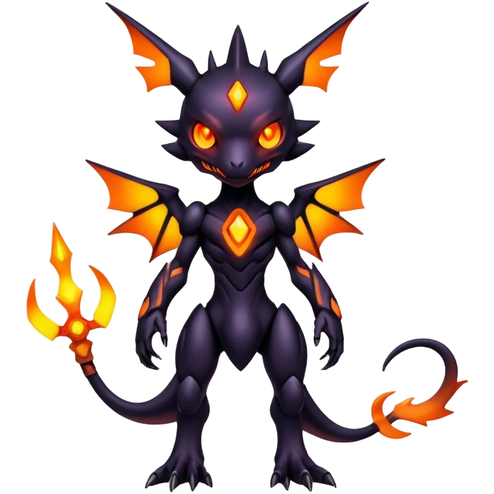 futuristic dark shadowy evil neon-glowing warm-colored Fakémon-Digimon-hybrid-creature (full body) emoji