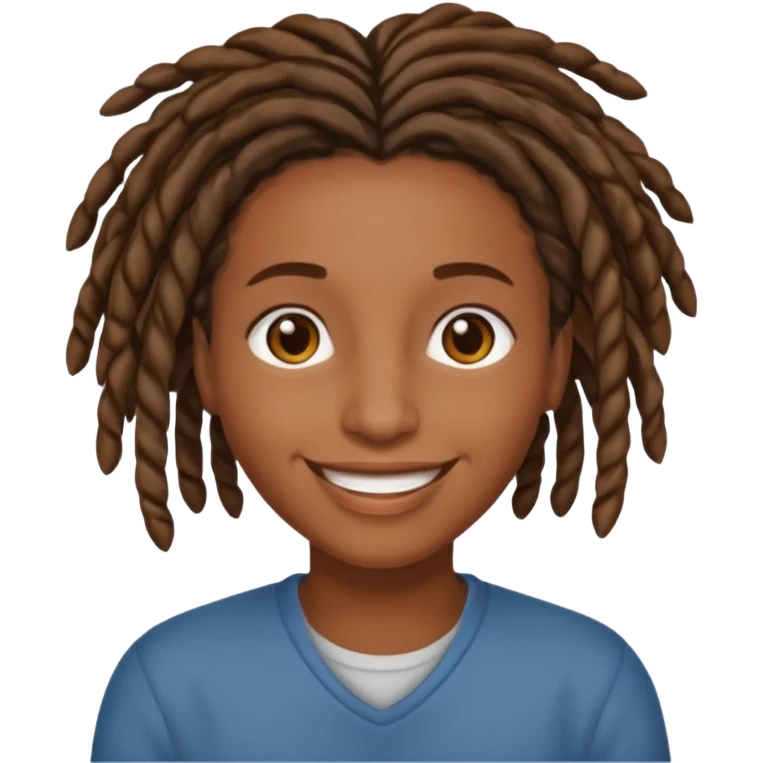 short, brown skin, short locs emoji
