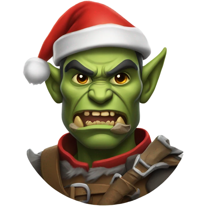 Fierce Orc ranger wearing santa hat emoji