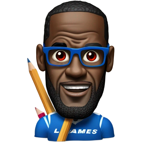 LeBron James as a pencil sharpener with 5 arms with red and blue eyes emoji