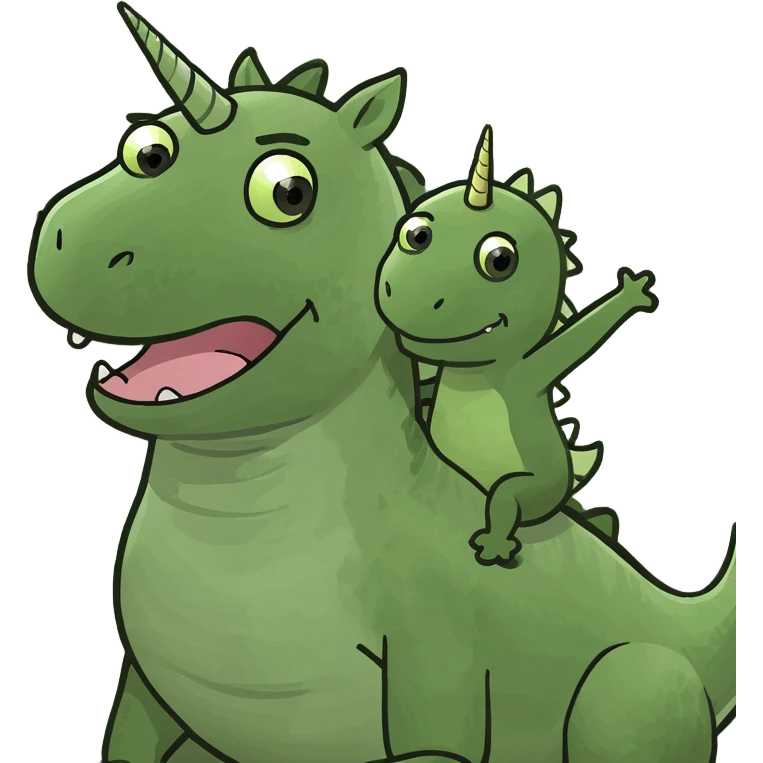 Unicorn riding a dinosaur  emoji