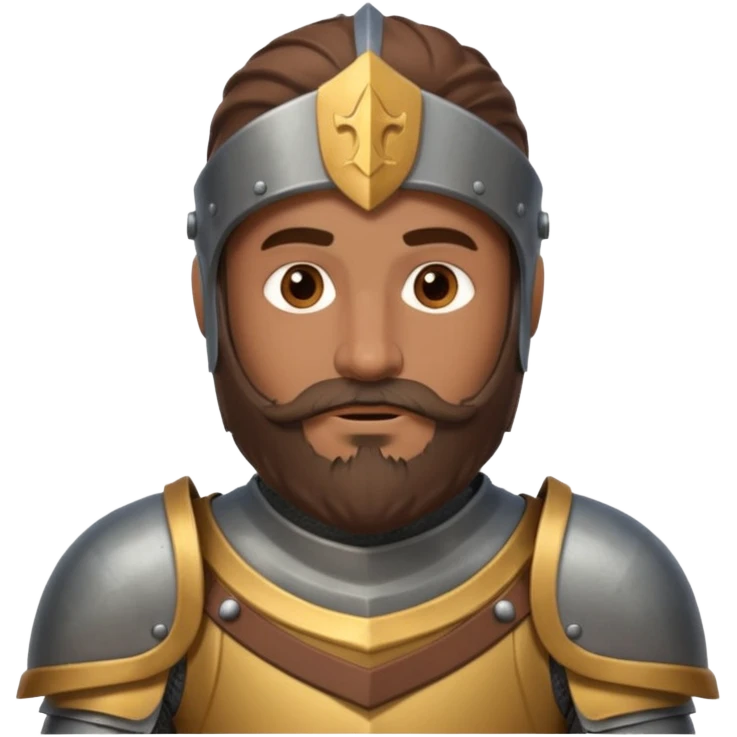 brown knight with beard, grey armor emoji