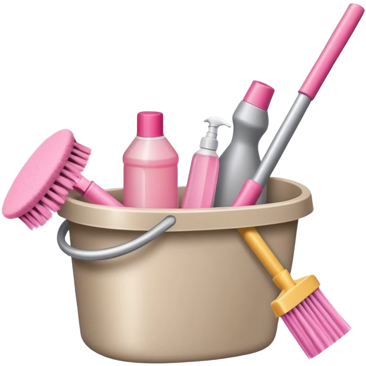 Cleaning supplies, make them beige grey and a tiny bit of pink  emoji