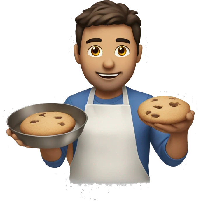 Brunette man baking cookies emoji