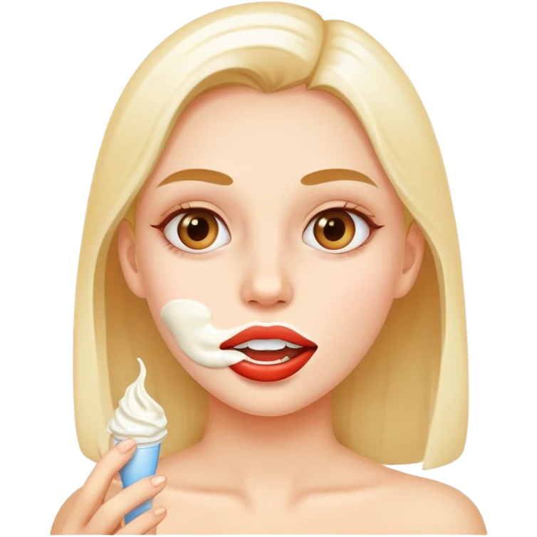 Girl with cream on mouth  emoji