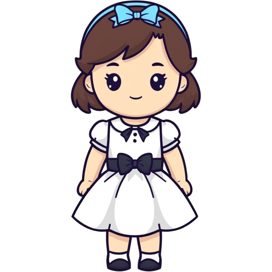 a beautiful brunette white girl wearing dress and a bow emoji
