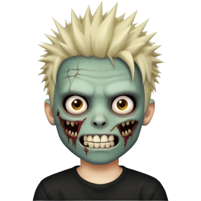 zombie emo boy with spiky hair and good grillz with a black shirt emoji