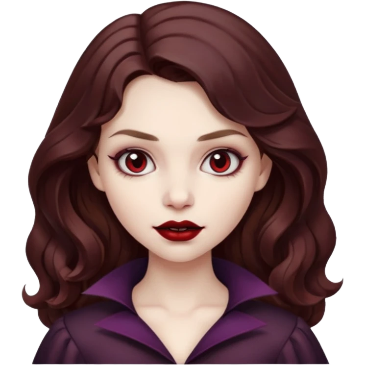vampire girl with wavy brown hair emoji
