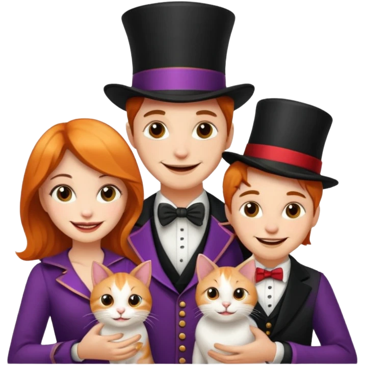magician couple and their pet cat emoji
