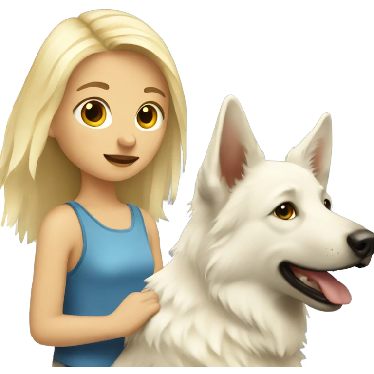 blonde girl and white shepherd emoji