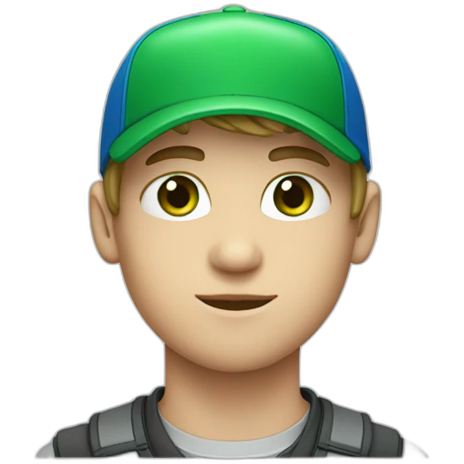 white BOY WITH GREEN EYES & blue cap emoji