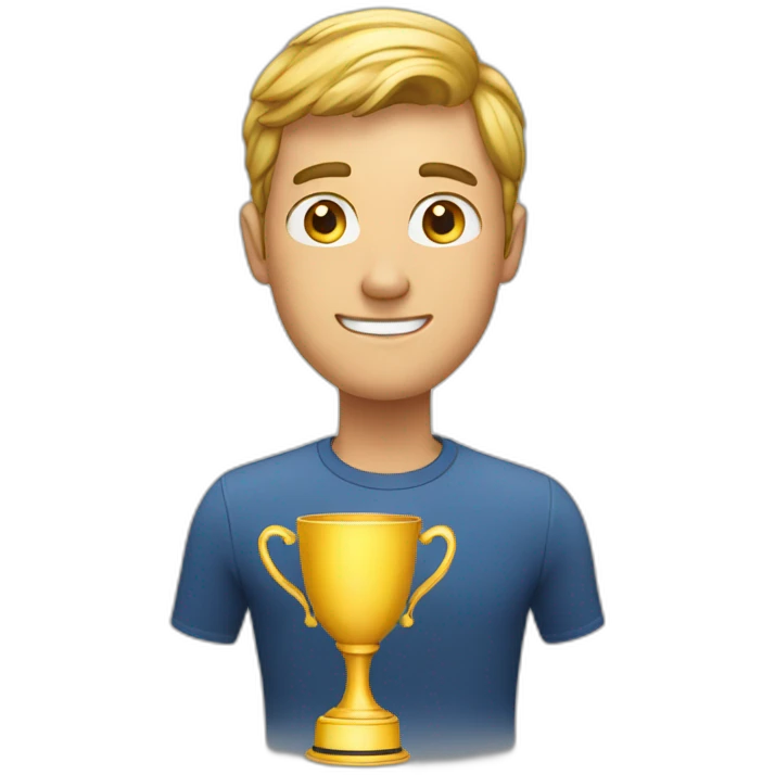 A guy with the Winner cup emoji
