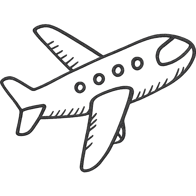 hand-drawn outlined airplane icon emoji