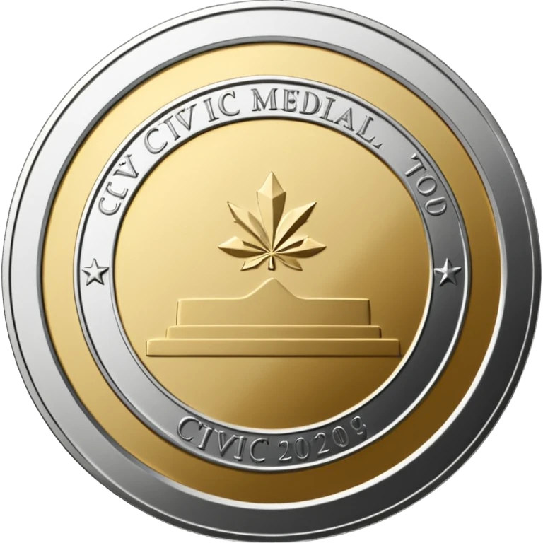 A silver coin type medallion with the words 'Civic Medallion' on it emoji