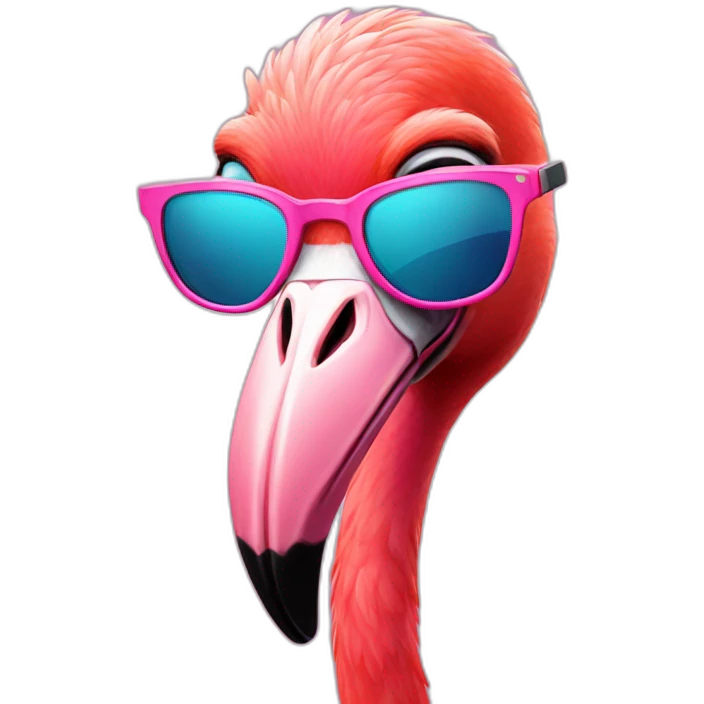 cool flamingo with sun glasses emoji