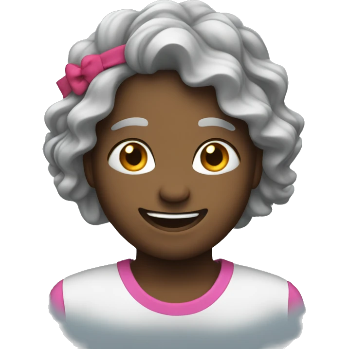 Happy face with a headband and wavy hair emoji