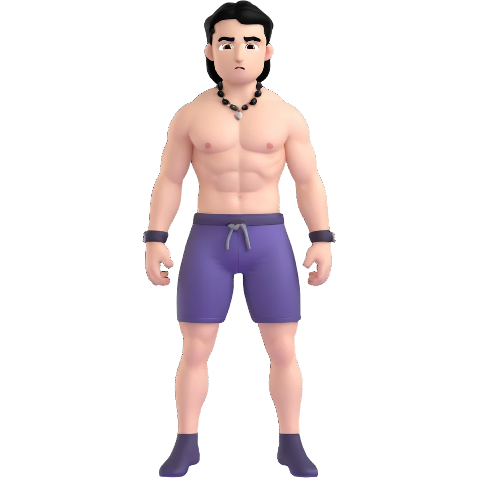 young white man with black hair, muscular, shirtless with prominent nipple piercings, nipple rings emoji