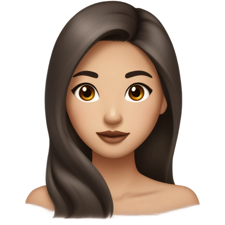 beautiful wasian girl with smokey eyeliner + blush + long blowout brown hair + brown doe eyes + huge lips emoji
