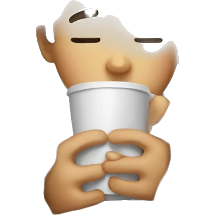 Boy inside a blanket sipping coffee eyes closed emoji