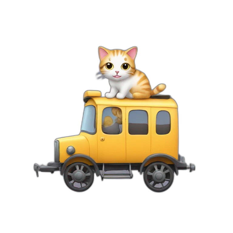 Cat dans voiture sur train emoji
