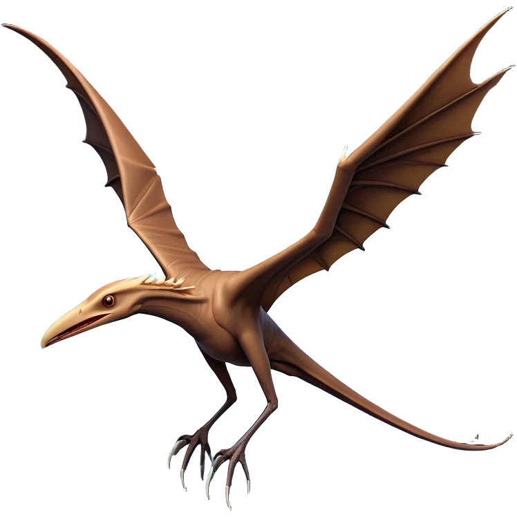 Cinematic Noble Pterodactyl Portrait Emoji, Poised and soaring, with a slender, aerodynamic body, expansive leathery wings outstretched, a long pointed beak, and keen, piercing eyes that exude aerial grace, Simplified yet sharply defined features, highly detailed, glowing with a soft, ethereal radiance, high shine, intelligent and commanding, stylized with an air of prehistoric flight mastery, focused and graceful, soft glowing outline, capturing the essence of a watchful and confident Pterodactyl that appears ready to glide out of the screen with effortless majesty! emoji